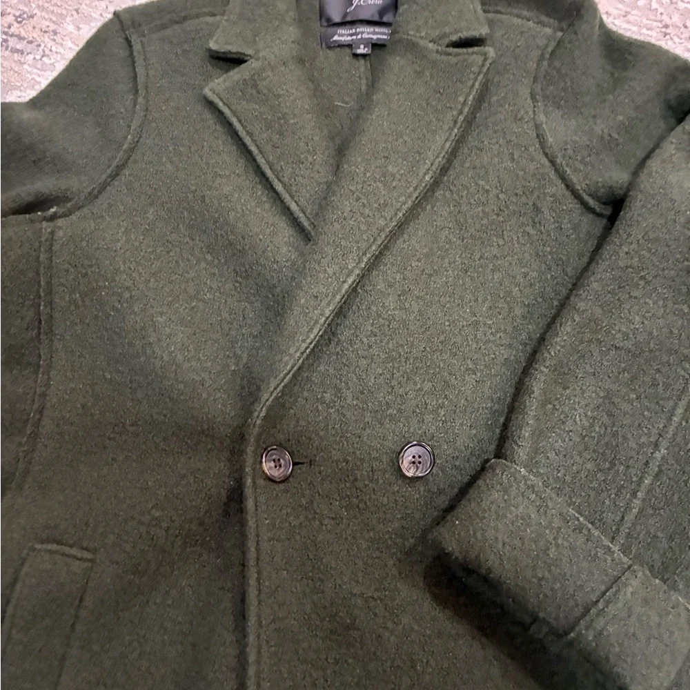 J. Crew Olive Green Double-Breasted Wool Pea Coat